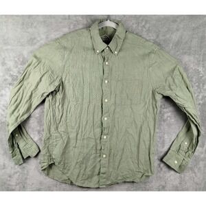 Alex Crane Shirt‎ Mens Large Linen Button Down Green Long Sleeve Casual Preppy